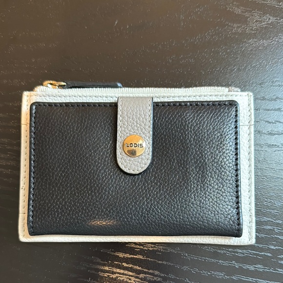 Handbags - Lodis Black and White Leather Card Holder